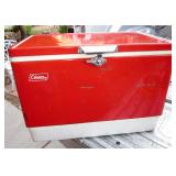 Vintage Coleman Red Ice Chest - 22" x 13" x 16"