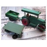 Vtg Dinky Toys Aveling Barford Tractor & 2 Trailer
