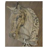 VNTG Cast Iron Horse Head Form Wall Hitching Ring
