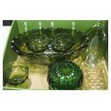 Lot of VNTG Green Tone Glass Bowls & Table Items