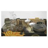 Lot of Brass, Glass & Aluminum Hurricane Gas Lamps