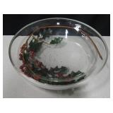 Festive Faux Floral Insert Glass Bowl & Deco Vine