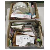 2 Boxes - Office Supplies & Misc Household Items