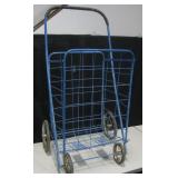 VNTG Blue Wire Collapsible Grocery Mobile Cart