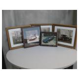 5 Framed Photo Art Prints of Vintage Automobiles