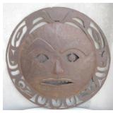 Pierced Iron Sun Face Figure Deco Wall Art, 30"D