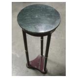 Round Faux Green Marble Table Stand, 27"H x 12"D