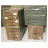 4 Vintage Metal Storage Boxes w/ Drawers