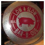 Bottle Cap Shaped Low & Slow BBQ Metal Sign