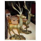Pair Of 18" Brass Reindeer Statues