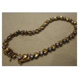 7.5" Gold Over .925 Sterling Marked Heart Bracelet