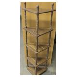Vintage Wooden Corner 5 Shelf Stand, 58"x11"x20"