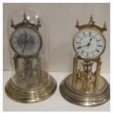 2 Vintage Brass Mantle Clocks by B.E. One in Dome