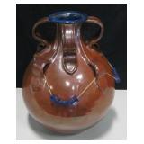 Southwest Scrolling Brown & Blue Ceramic Water Jar