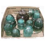 VNTG Blue/Green Telephone Pole Glass Insulators