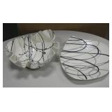 Ceramic Art Platter & Bowl - Signed Hess 