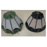 2 Green & Blue Stained Acrylic Glass Lamp Shades