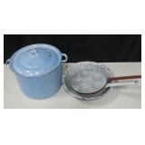 VNTG Enamelware Pot, Bowl, Pan & Egg Pan