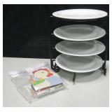 4 Tier Adjustable Plate Tower & Fabric Trivets