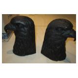 Pair Of 6.5" Cast Iron Eagle Head Book Ends