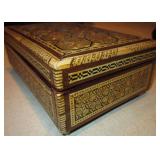 Italian Reuge Wood Inlay Music Box w/ Floral Print