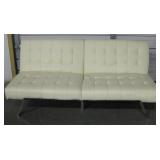 DHP Co. White Pleather Convertible Futon Sofa