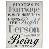 Wood "Success In Marriage" Wood Wall Sign