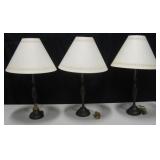 3 Decorative Modern Styled Brown Lamps 30"H