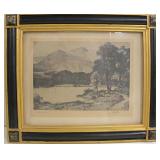 Framed Vintage Landscape Print - 12" x 10"