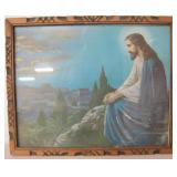 Framed Unsigned Jesus Christ Figure Art Print