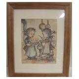 Framed Vintage Children Print - 13.5" x 16.5"