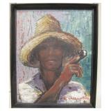 Original Trinidad Fisherman Oil on Board by P.C.