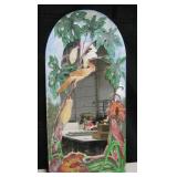 Carved Wood Framed Parrot Wall Mirror