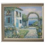 Oil On Canvas Beach House Signed Austin, 23"x27"