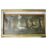 Deer In Woods Scenic Oil On Canvas Art