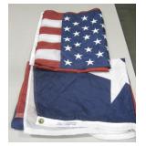 Nylon USA & Texas State Flags - Both About 3