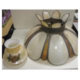 Amber Slag Glass Chandelier & Lusterware Shade