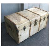 Vintage Cow Hide Traveling Trunk w/ 2 Shelfs