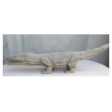 Vintage Tribal Wooden Carved Crocodile Form Figure