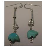 NA Sterling Silver & Turquoise Earrings Hallmarked