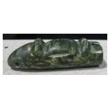 Carved Green & White Stone Fetish Charm Pendant