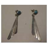 Vtg Navajo Sterling Silver & Utah Turq. Earrings