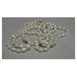 White Circle Ring / Banded Pearl Necklace