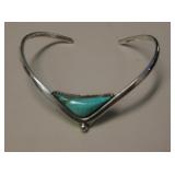 Vtg Sterling Silver & Nevada Turquoise Bracelet