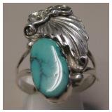 Navajo Sterling Silver & Utah Spider Web Turq Ring