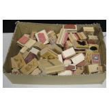 Lot Of 60 Rubber Stamps Mounted on Wood Blocks