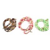 3 Chocolate / Pink / Green Costume Necklaces