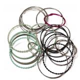 Faux Turquoise/Silver Plated/Black Metal Bracelets