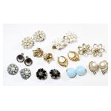 10 Pr. Gold Plated Evening Wear Costume Earrings