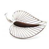 Pierced Silver-Tone Leaf Form Brooch